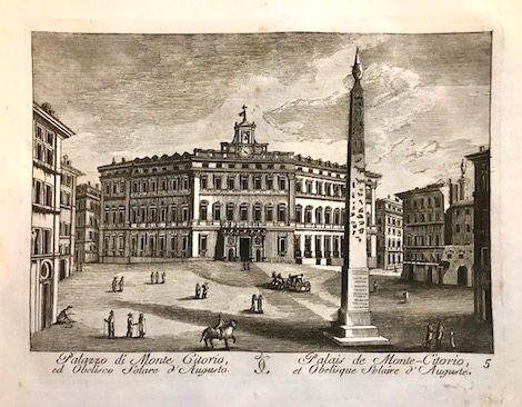 Parboni Achille (1783-1841) Palazzo di Monte Citorio ed Obelisco Solare d'Augusto 1830 ca. Roma
